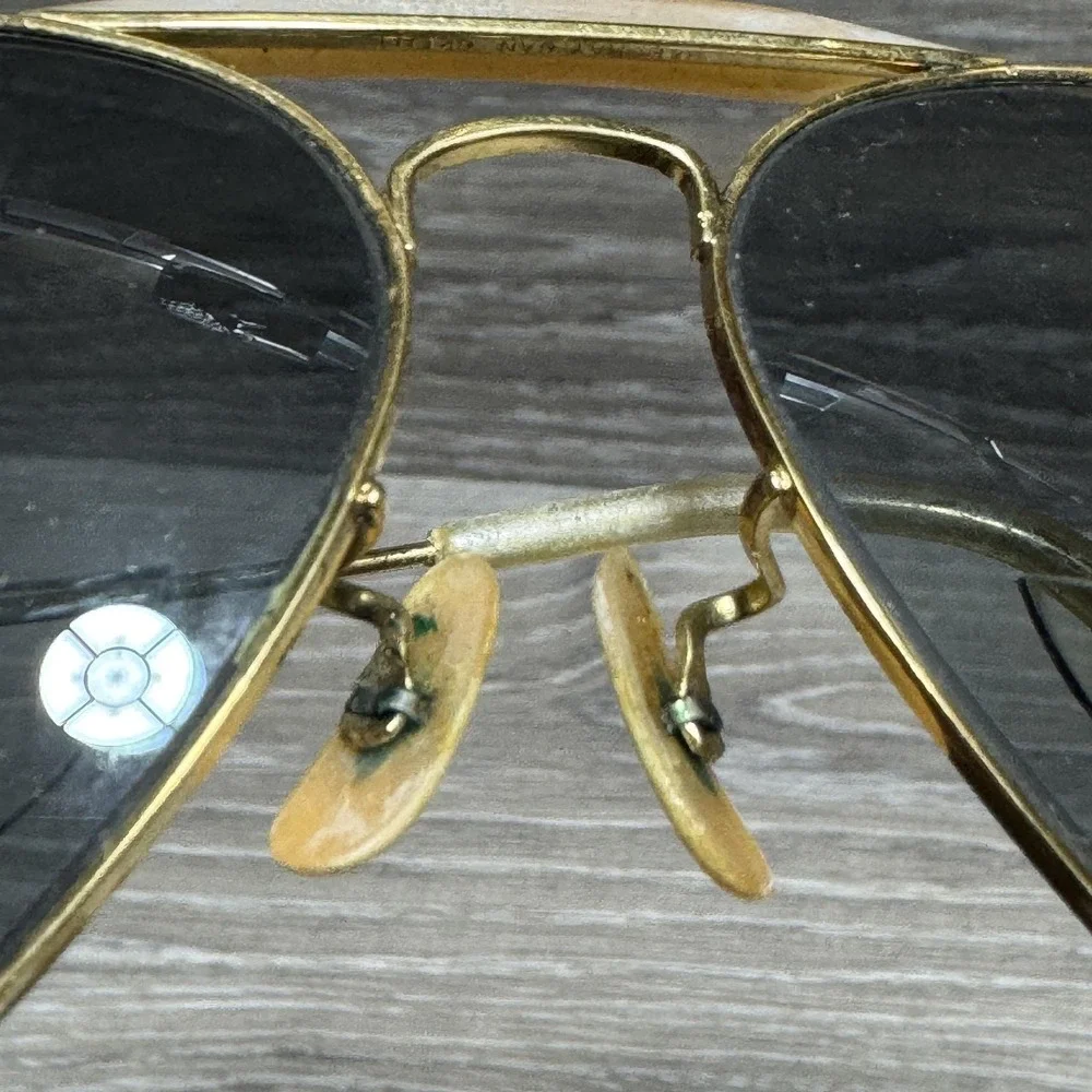 Vtg‎ 1970's Ray-Ban Aviator Sunglasses Gold Bad Bunny Bifocal Outdoorsman RB3030